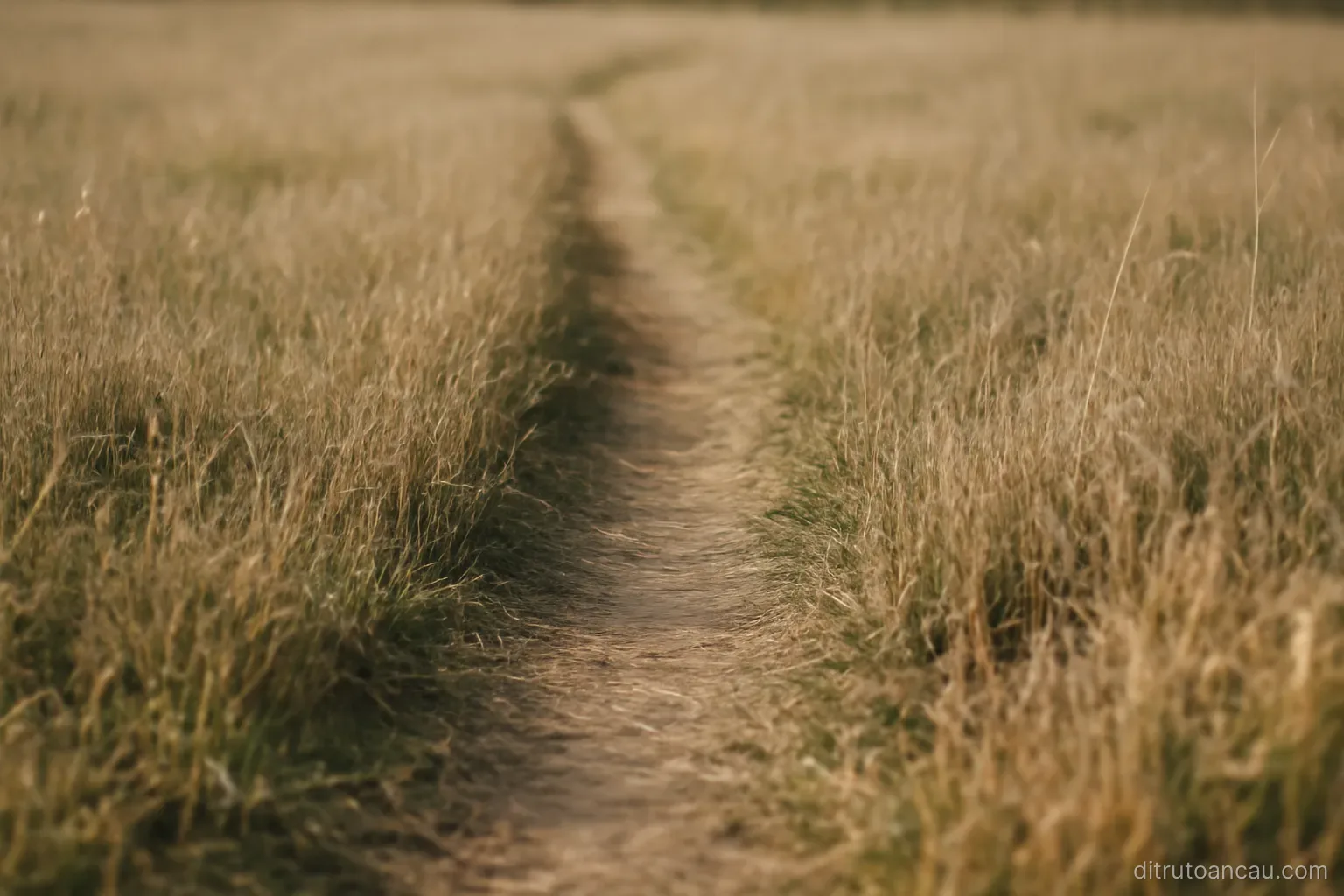 a worn path across a field where the grass has been flattened by repeated use over a long time
